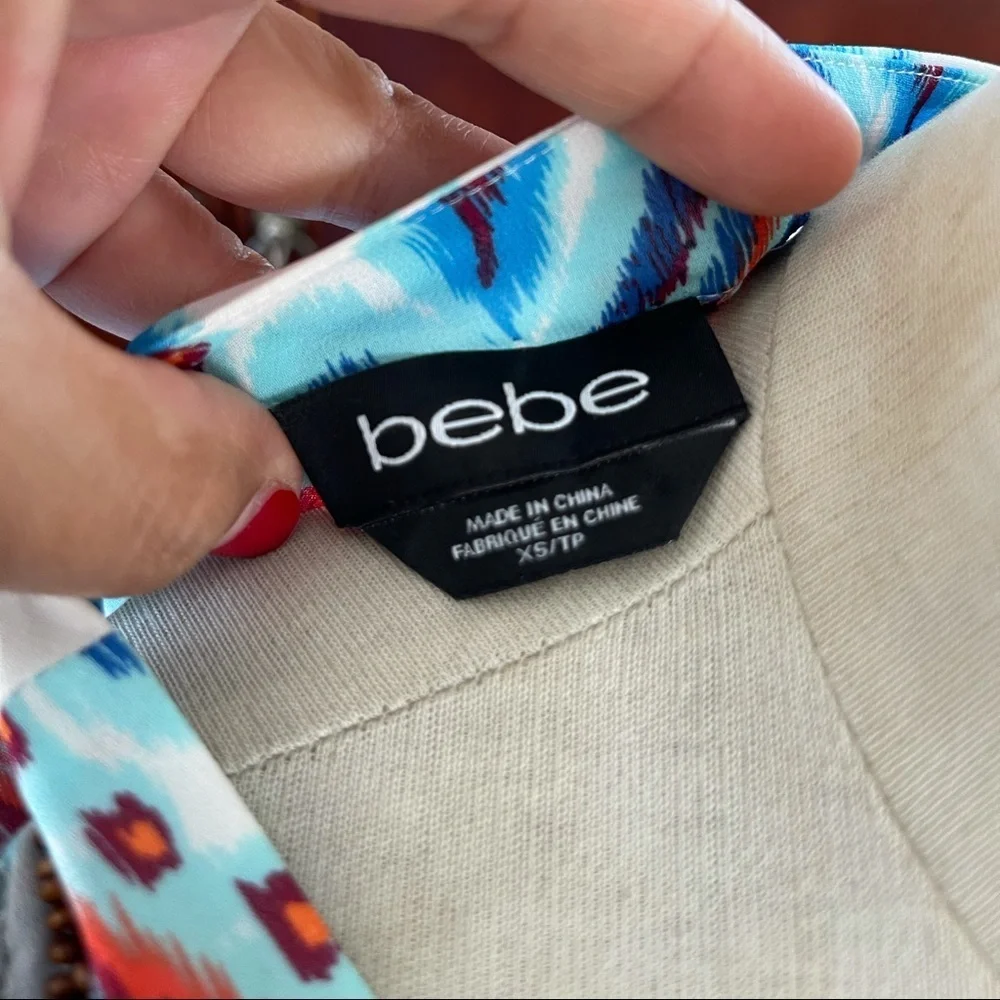 Bebe printed beaded bathing suit cover